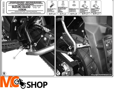 GIVI PLX532 stelaż boczny v35 DL 650 (04 > 11)