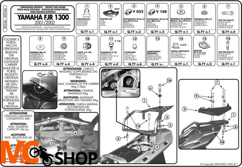 GIVI SR346 stelaż centralny FJR 1300 (01 > 05)