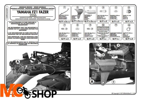 Givi 359FZ Stelaż Monorack Yamaha FZ1 Fazer 1000 (06 > 15)