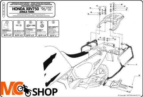 Stelaż boczny Givi PL148 Africa Twin 750 (93 - 02)