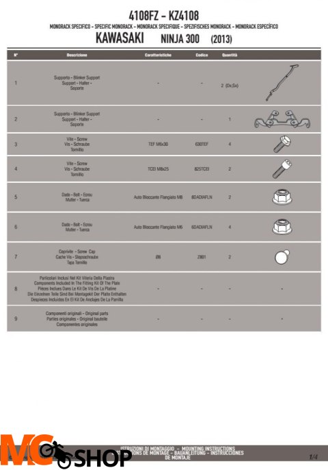 GIVI 4108FZ STELAŻ CENTRALNY KUFRA KAWASAKI NINJA300 (13)