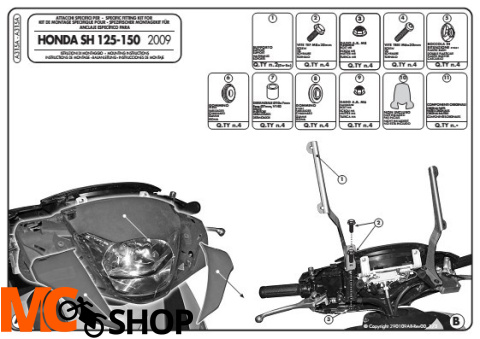 GIVI A315A MOCOWANIE SZYBY HONDA SH125-150'09