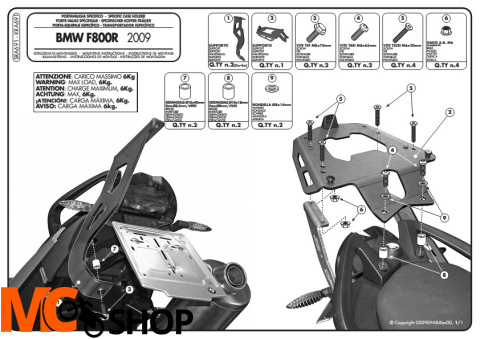 GIVI SRA691 stelaż centralny aluminiowy F 800 R