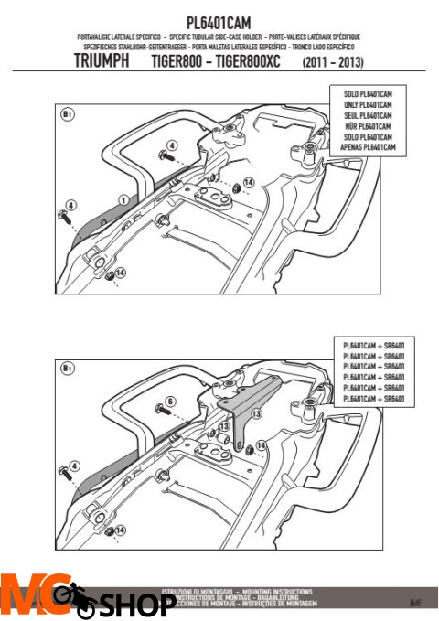 GIVI PL6401CAM stelaż boczny OUTBACK do Tiger 800