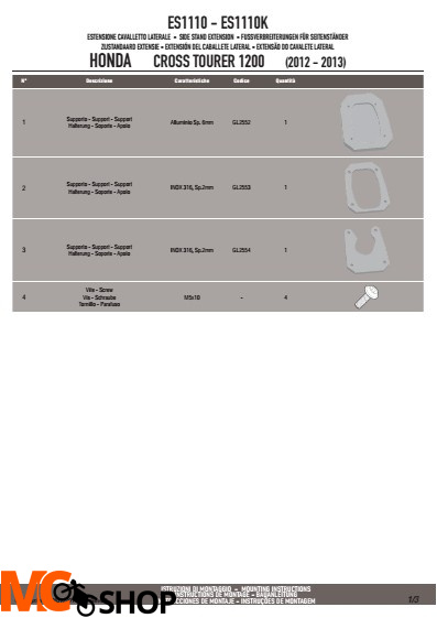 KAPPA ES1110K POSZERZENIE STOPKI HONDA CROSSTOURER 1200