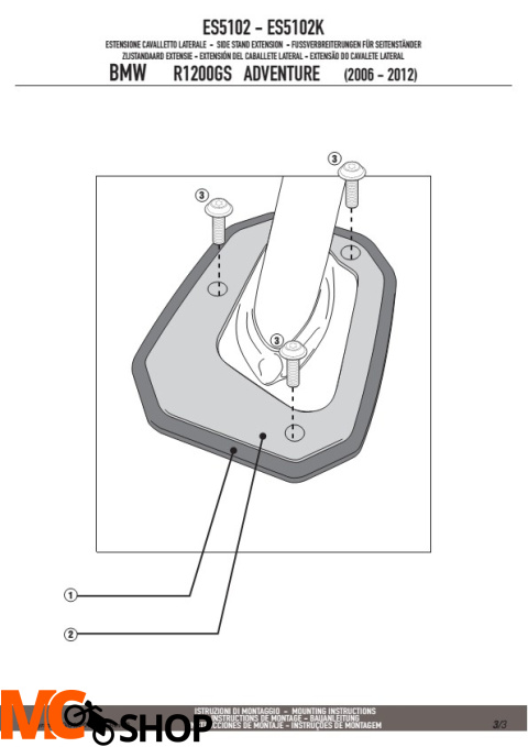 KAPPA ES5102K POSZERZENIE STOPKI BMW R1200GS 07>12 / Adventure 14