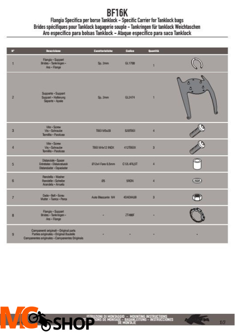 Kappa BF16K Pierścień mocujący tanklock BMW