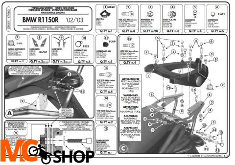 Stelaż Kappa KR683 Bmw R 850 R 03-07