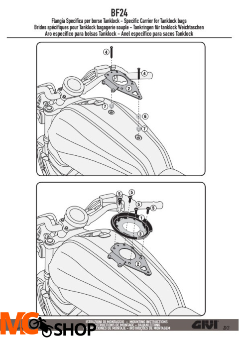 Givi BF24 Pierścień mocujący tanklock Yamaha XSR700