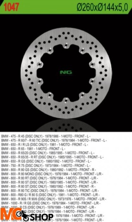 NG TARCZA HAMULCOWA PRZÓD BMW R45/60/65/75/80/90/100 (260X144X5) 10 OTWORÓW ŚR.5 NG1047