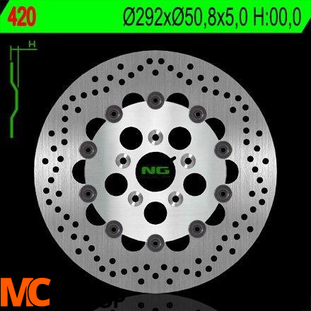 NG420 TARCZA HAMULCOWA HARLEY DAVIDSON 883/1200/1340/1450 (PŁYWAJĄCA) (292X5,8X5) (5X8,5MM)