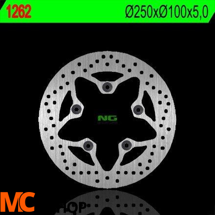 NG1262 TARCZA HAMULCOWA KAWASAKI ZRX 1100/1200 '99-'06, ZZR 1200 '02-'05 (220X100X5) (5X10,5MM)