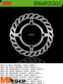 NG1263X TARCZA HAMULCOWA BETA 50/350/400/450/498/500 RR ENDURO (260X120,2X3,5) (4X8,5MM)