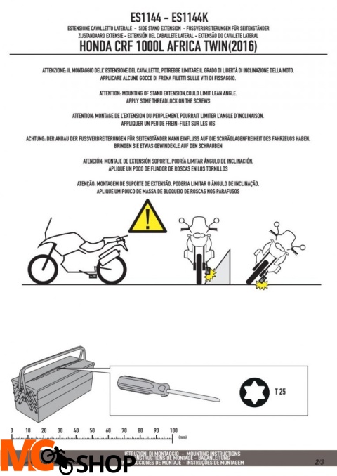 KAPPA ES1144K POSZERZENIE STOPKI HONDA CRF 1000L Africa Twin (16-17)