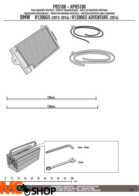 KAPPA KPR5108 OSŁONA CHŁODNICY BMW R 1200GS (13-16), R 1200GS ADVENTURE (14-16) CZARNA (PARA)