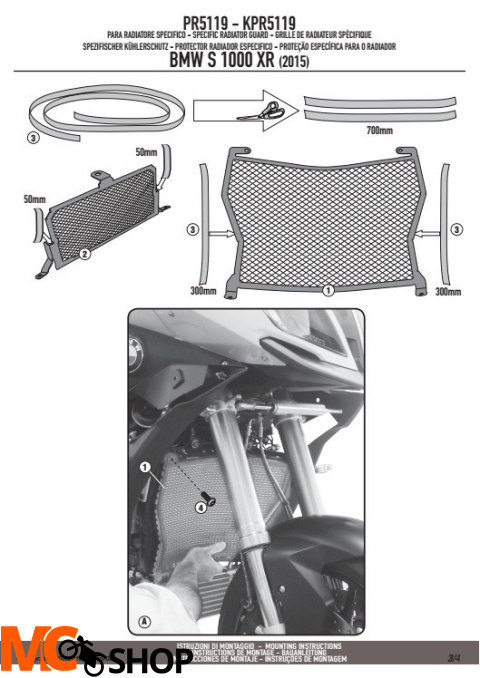 KAPPA KPR5119 OSŁONA CHŁODNICY BMW S 1000XR (15-16) CZARNA
