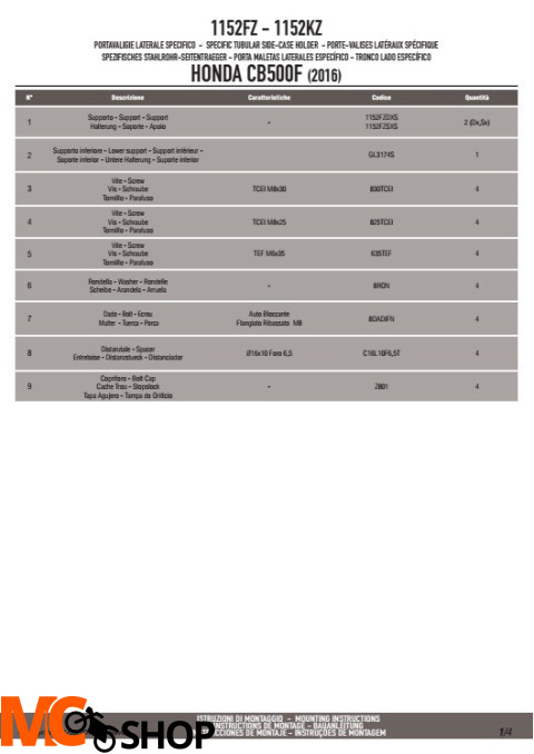 GIVI 1152FZ STELAŻ KUFRA CENTRALNEGO (BEZ PŁYTY) - HONDA CB 500 F (16)
