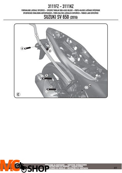 GIVI 3111FZ STELAŻ KUFRA CENTRALNEGO (BEZ PŁYTY) SUZUKI SV 650 (16)