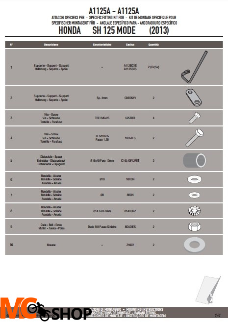 GIVI A1125A mocowanie szyby