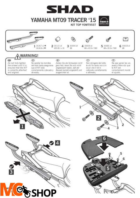 SHAD Y0MT95ST STELAŻ KUFRA TYŁ DO YAMAHA MT09 TRACER - 15/17