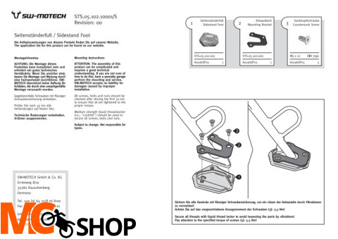 SW-MOTECH STS.05.102.10001/S POSZERZENIE STOPKI SUZUKI DL 650(04-)/XT(15-)