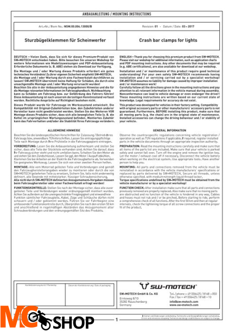 SW-MOTECH NSW.00.004.13000/B MOCOWANIA LAMP LED EVO NA CRASHBAR