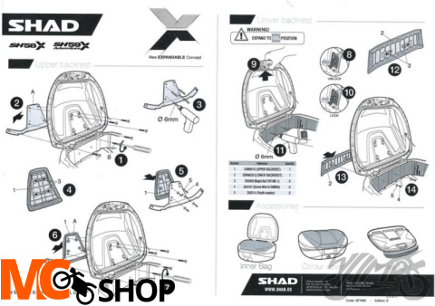 OPARCIE KUFRA SHAD SH58X SH59X