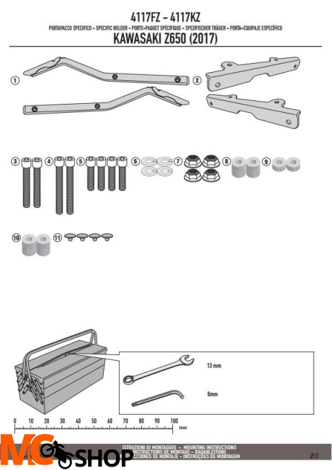 GIVI 4117FZ STELAŻ KUFRA CENTRALNEGO KAWASAKI Z650