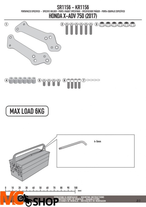GIVI SR1156 STELAŻ KUFRA CENTRALNEGO MONOLOCK HONDA