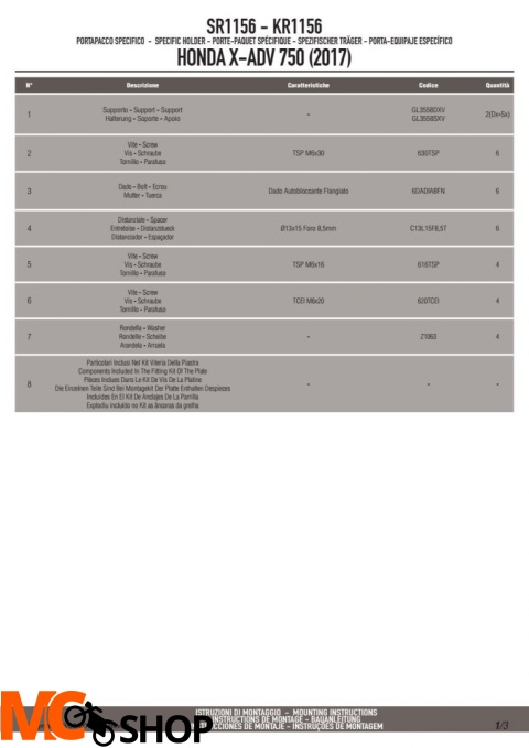 GIVI SR1156 STELAŻ KUFRA CENTRALNEGO MONOLOCK HONDA