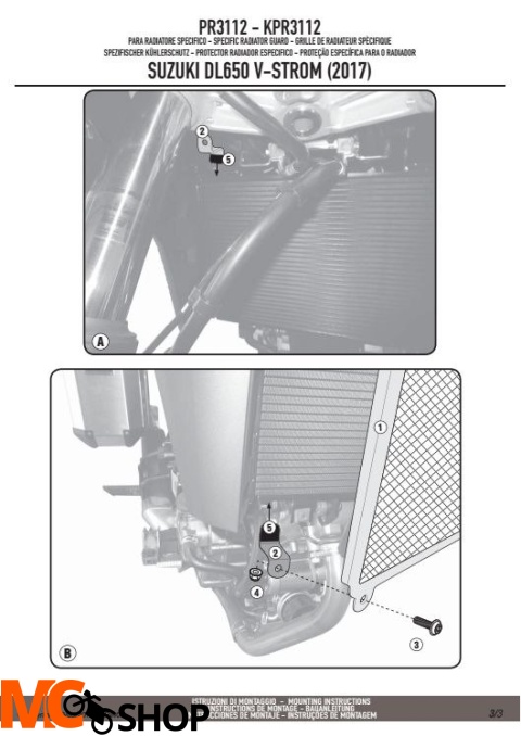 GIVI PR3112 OSŁONA CHŁODNICY SUZUKI DL 650 V-STROM