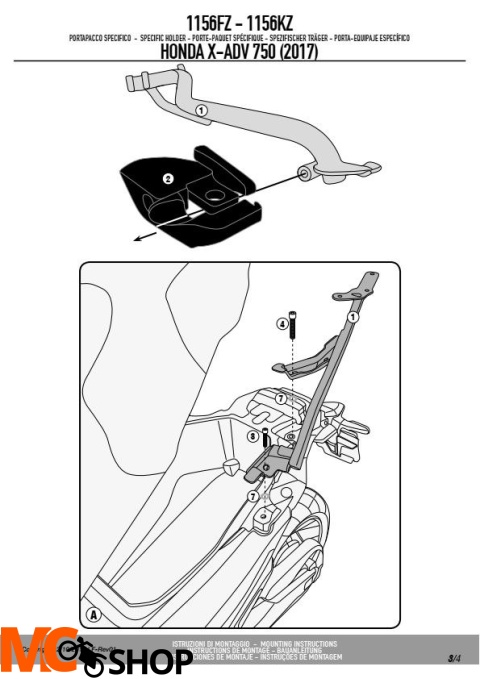 GIVI 1156FZ STELAŻ KUFRA CENTRALNEGO HONDA X-ADV 750