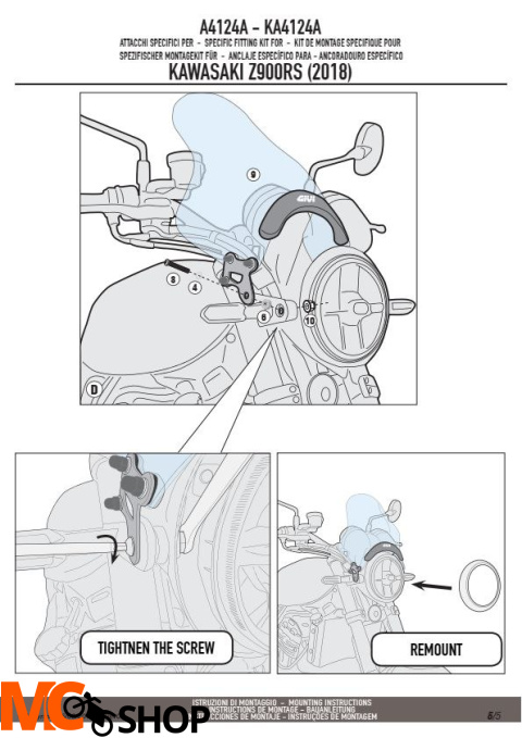 GIVI A4124A MOCOWANIE SZYBY A200/A210 KAWASAKI Z900 RS