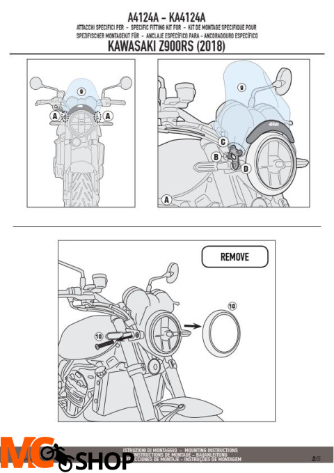 GIVI A4124A MOCOWANIE SZYBY A200/A210 KAWASAKI Z900 RS