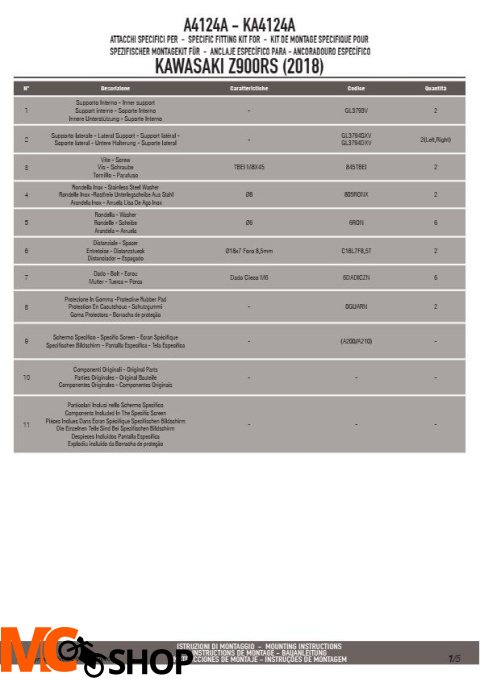 GIVI A4124A MOCOWANIE SZYBY A200/A210 KAWASAKI Z900 RS