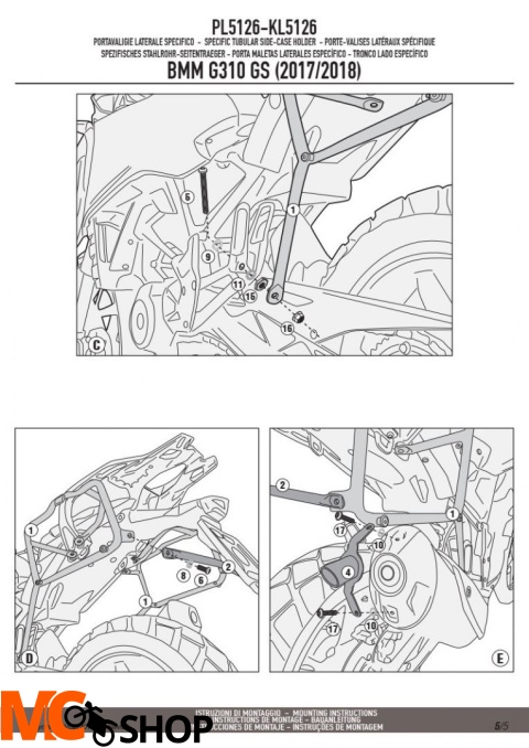 GIVI PL5126 STELAŻ KUFRÓW BOCZNYCH MONOKEY BMW G 310 GS