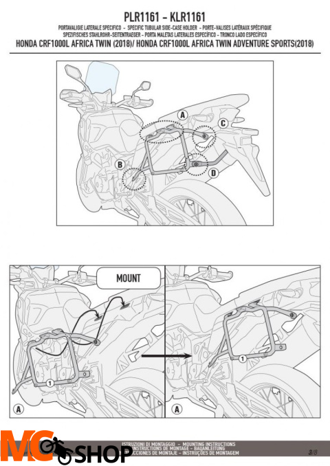 GIVI PLR1161 STELAŻ KUFRÓW BOCZNYCH MONOKEY HONDA CRF1000L