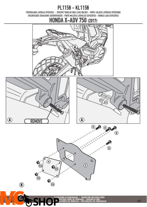 GIVI PL1156 STELAŻ KUFRÓW BOCZNYCH MONOKEY HONDA X-ADV