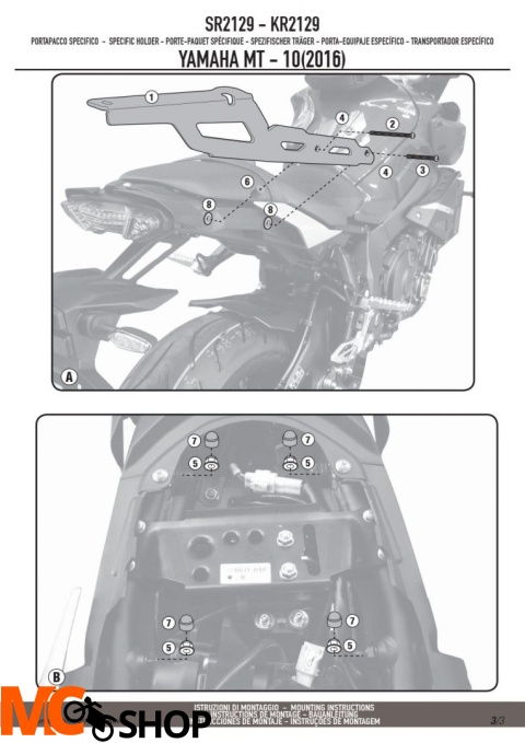 GIVI SR2129 STELAŻ KUFRA CENTRALNEGO YAMAHA MT-10