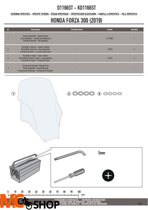 GIVI D1166ST SZYBA PRZEZROCZYSTA 58x44,5cm HONDA Forza
