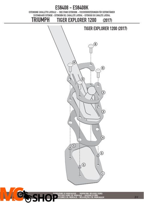 GIVI ES6408 POSZERZENIE DODATKOWE STOPKI TRIUMPH