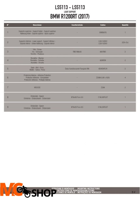 GIVI LS5113 MOCOWANIE HALOGENÓW BMW R 1200 RT