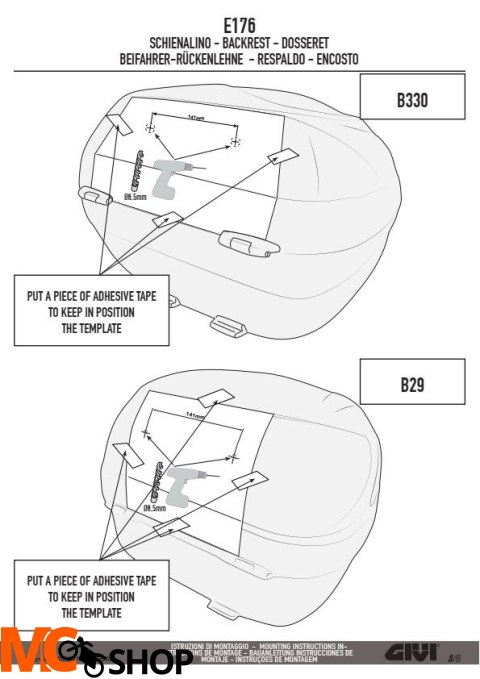 GIVI E176 OPARCIE DO KUFRA B330 / B29
