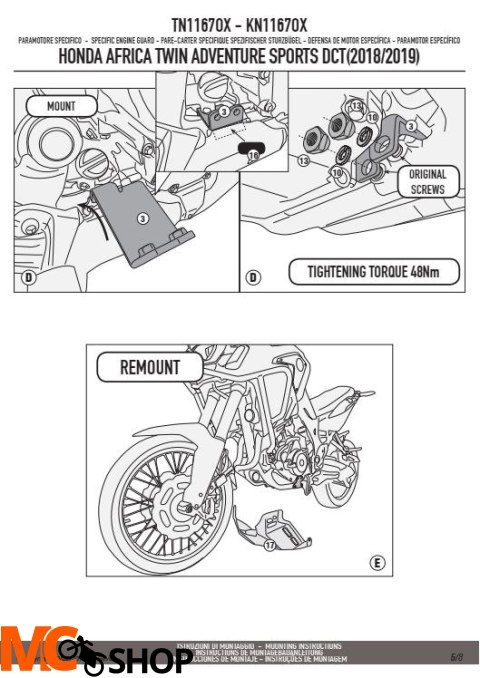 KAPPA KN1167OX GMOLE OSŁONY SILNIKA HONDA CRF 1000L