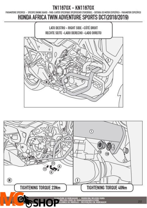 KAPPA KN1167OX GMOLE OSŁONY SILNIKA HONDA CRF 1000L