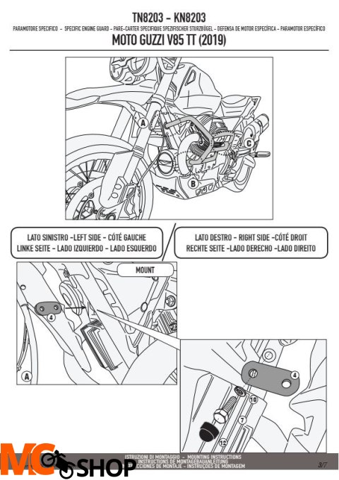 KAPPA KN8203 GMOLE OSŁONY SILNIKA MOTO GUZZI V85 TT (2019)