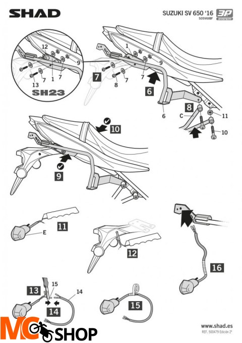 SHAD S0SV68IF STELAŻ KUFRA BOCZNEGO 3P DO SUZUKI SV 650