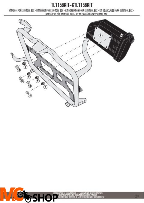 KAPPA KTL1156KIT MOCOWANIE SKRZYNKI NARZĘDZIOWEJ KS250