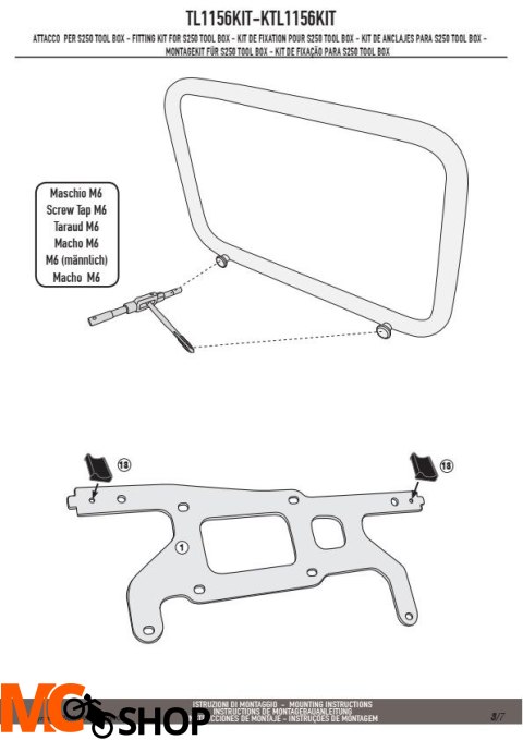 KAPPA KTL1156KIT MOCOWANIE SKRZYNKI NARZĘDZIOWEJ KS250