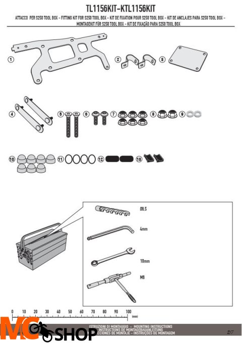 KAPPA KTL1156KIT MOCOWANIE SKRZYNKI NARZĘDZIOWEJ KS250